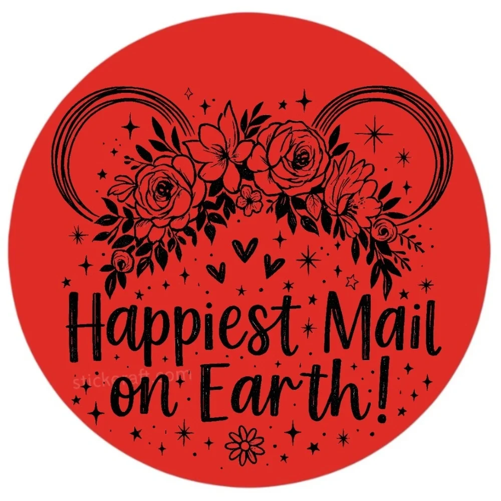 Happiest Mail on Earth Sticker 2” | Cute DISNEY Label | Small Biz Packaging